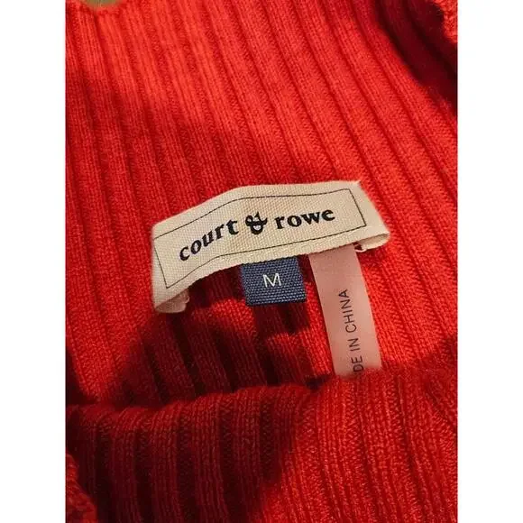 Nwt Court & Rowe Ribbed Button Sweater in Vibrant Red - Picture 6 of 6